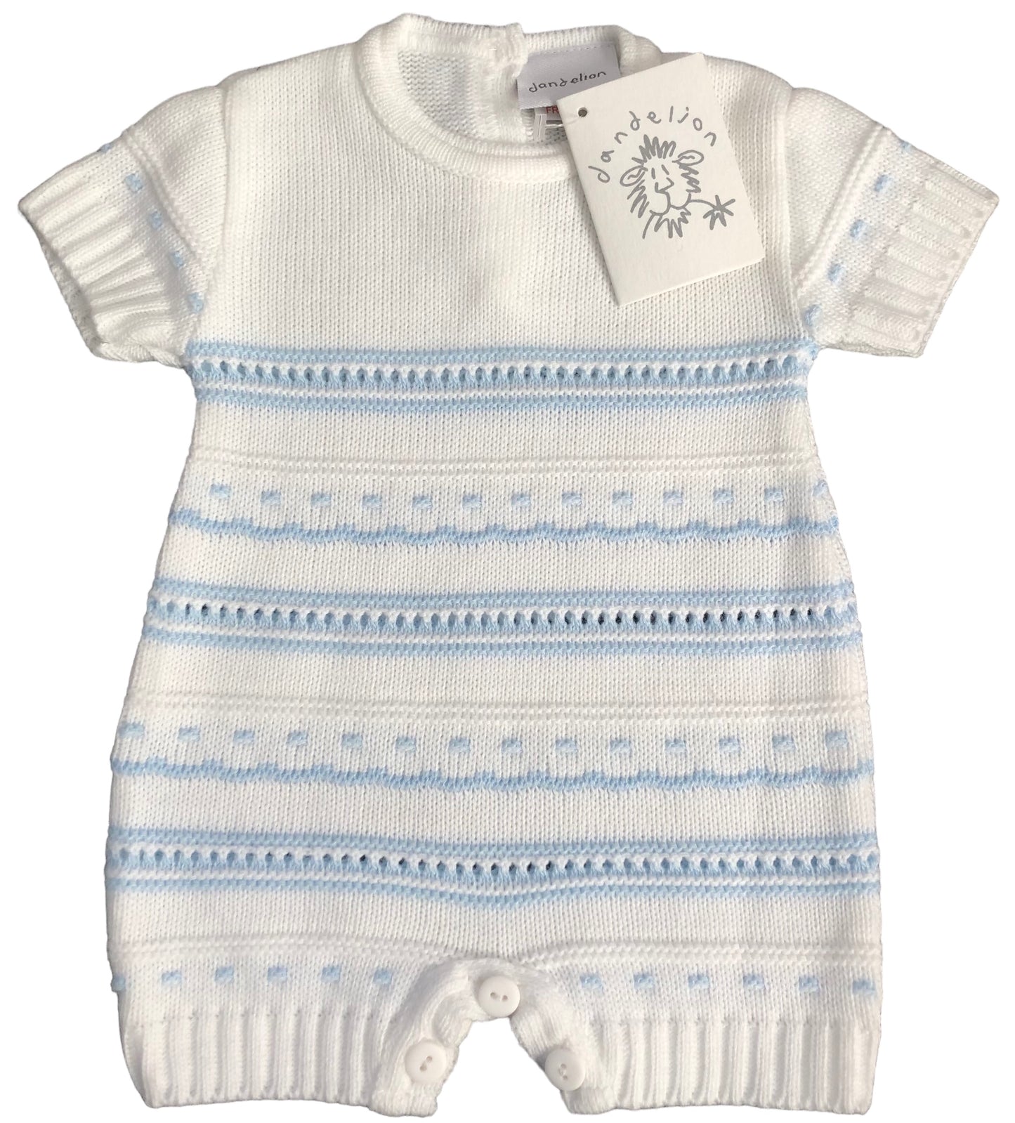Dandelion Blue & White Knitted Romper