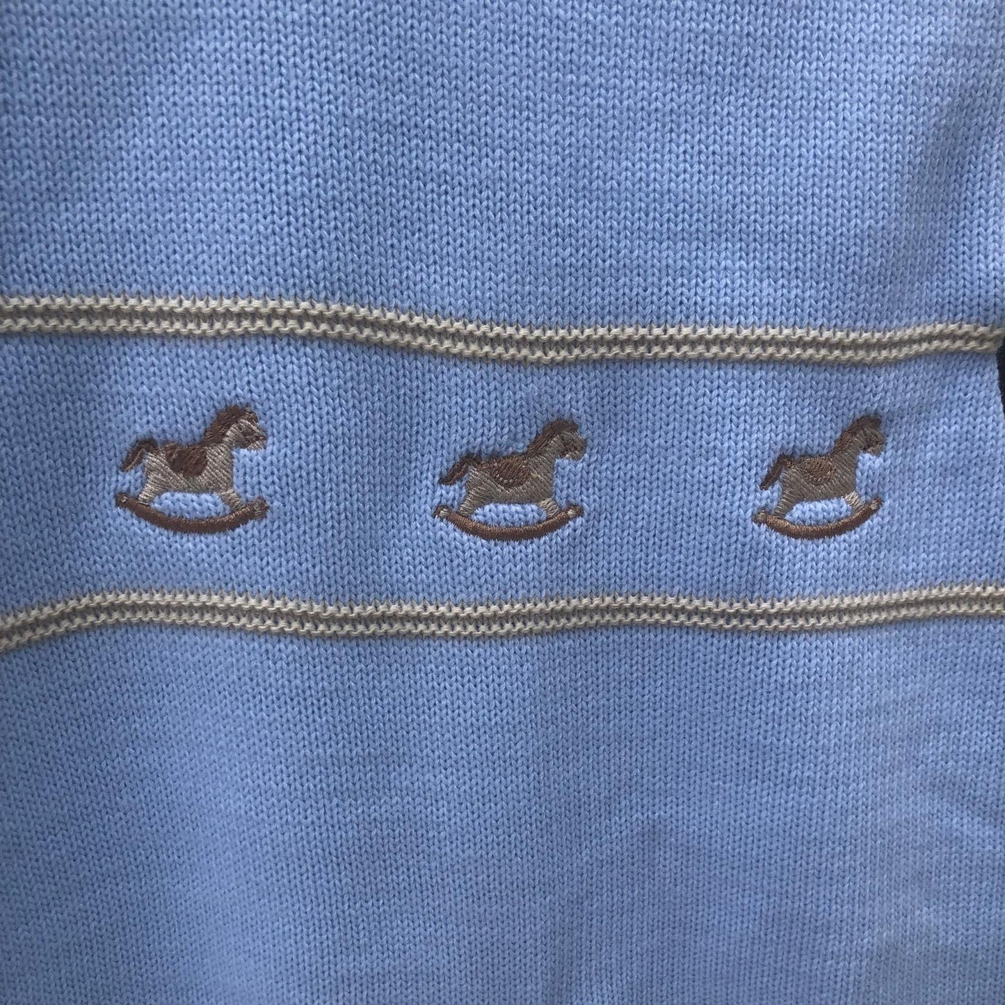 Boys Blue Knitted Rocking Horse Romper