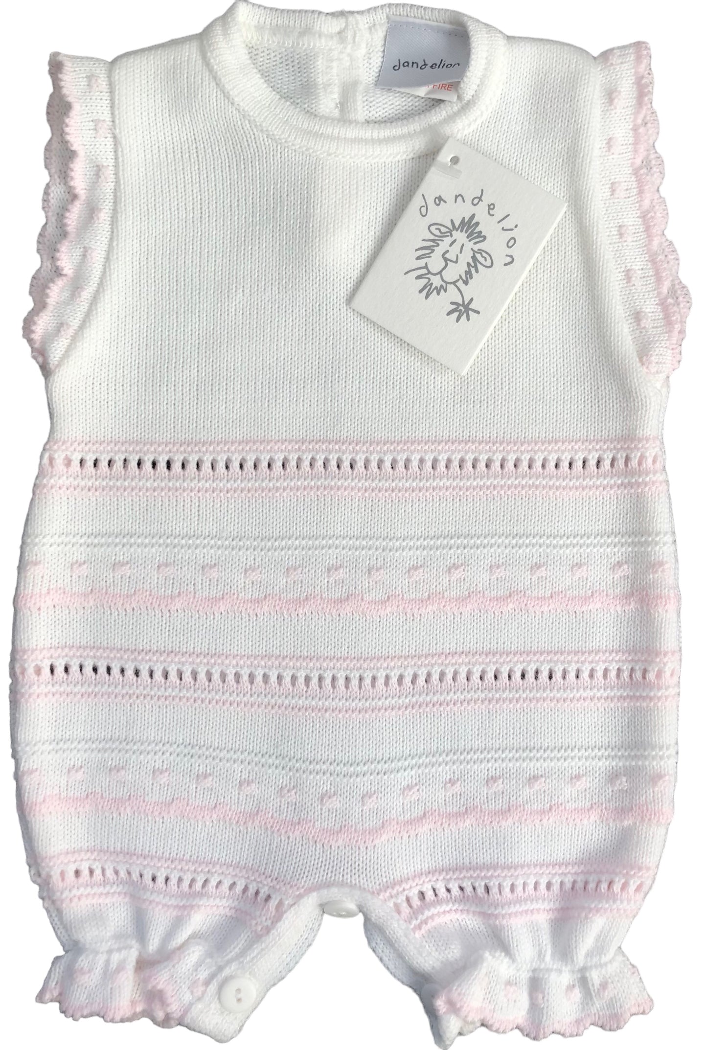 Dandelion Pink & White Knitted Romper