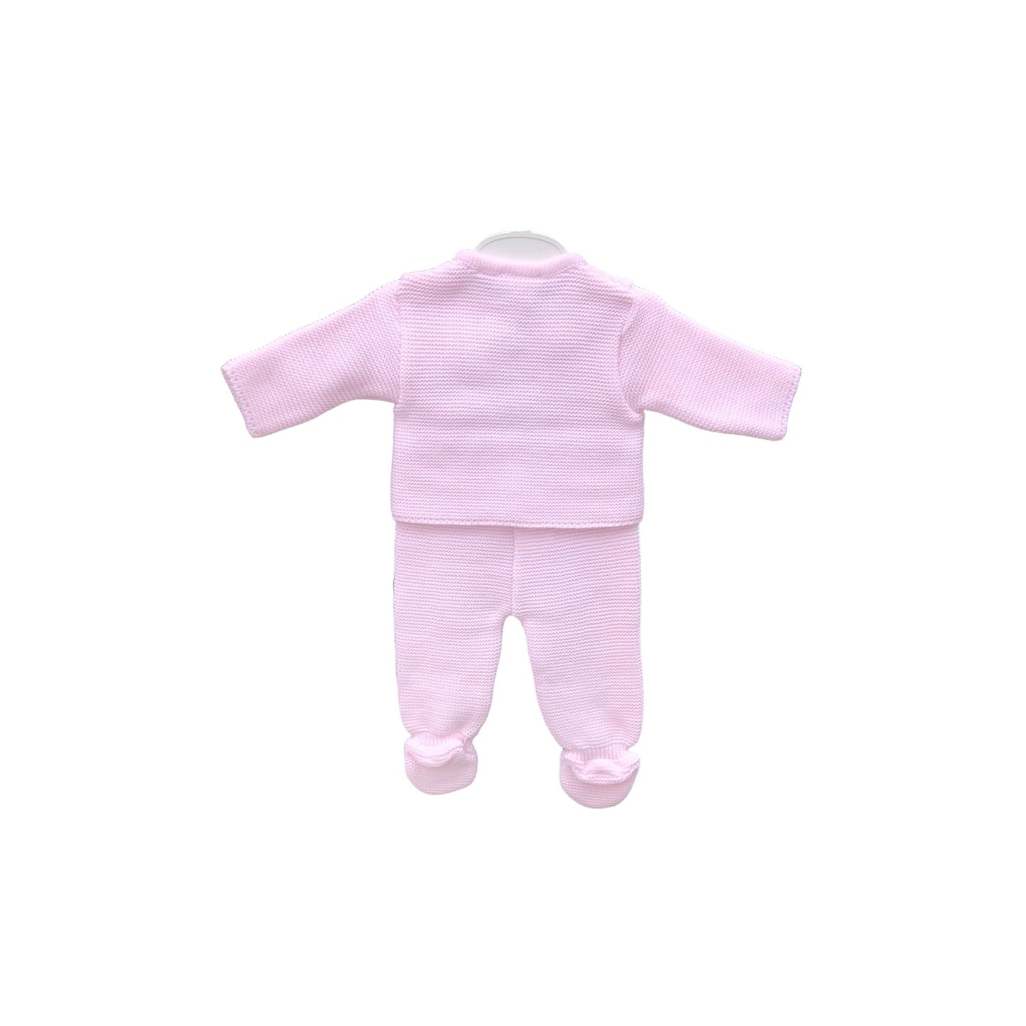 Pom Pom Bunny Knitted Jacket & Trousers in Pink